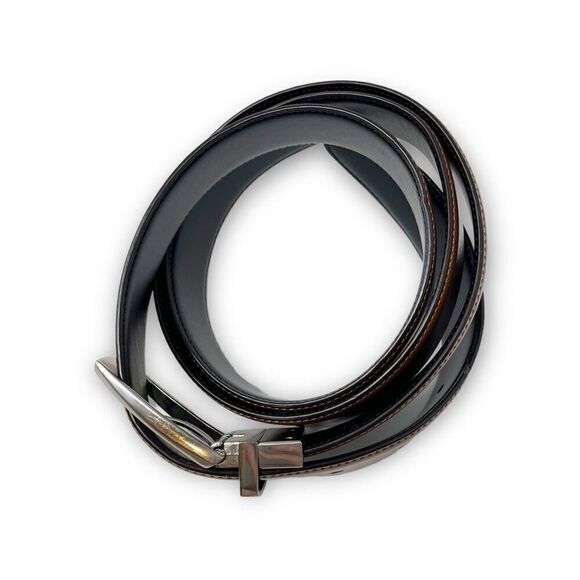 Perry Ellis Reversible Leather Black Brown Belt Men's Size 42 - Picture 3 of 9